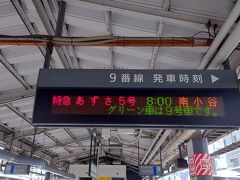 7:55　新宿駅

8時ちょうどのあずさに乗って出発。 