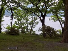 木々の向こうは芦ノ湖です