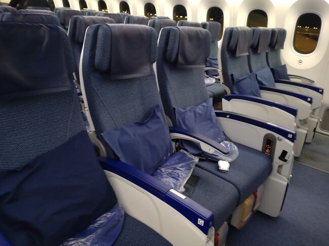 機内は空席が多かったです。<br />ひたすら眠っていました。<br />バンコクの深夜便は、ペットボトルのお水とお菓子がセットになったのが配られるのですが、いつもは寝ていても置いといてくれたのに、今回は置いておいてくれませんでした。<br />寝起きに水が飲みたかったのに。。。