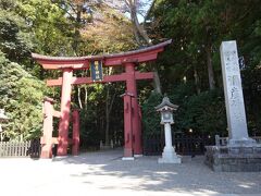 弥彦神社の一の鳥居に到着。