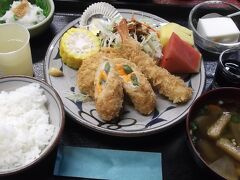 夕食、エビフライやヒレカツが美味しい
気持ち良い風呂もありがたい　２食付11,000円でした