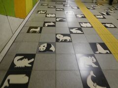 「円山動物園」の最寄り駅「円山公園駅」を下車して、
動物園方面へと歩いて行くと、通路が動物達の絵柄になっていて、
すごくワクワク感が出るようになっていました。