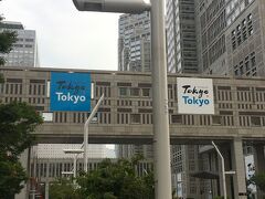 都庁通りを南下して、東京都庁前に向かいました。
通りの西には都庁の第一庁舎、第二庁舎があり、東には都議会議事堂があります。
