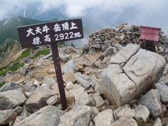 大天井岳（おてんしょだけ、だいてんじょうだけ、標高2922ｍ）　曇っており、雲しか見えませんでした。