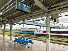 高萩駅の車庫。
フレッシュひたち復刻カラーの車体が並んでいい感じ♪