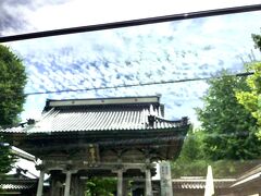 車窓から高龍寺、墓地の丁度出入り口になる。1633年創建、函館最古の木造建築のお寺。国の登録有形文化財に指定されている。市電、バス停の終点。
　うろこ雲が、、、。これからお昼の活イカ定食を目指す。