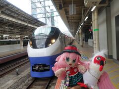 今回、東京駅から出発したのは、
コレに乗るためだったヨ！
いわき・仙台行きの"ひたち3号"。

リーダーがまだ生まれて間もない頃、
一度この路線に乗ったことがあリ、
その時こんな風にワタシ達みたいに、
写真も撮ってもらったんだっテ！