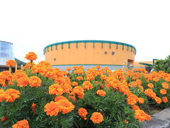 村の中心地にある森の美術館「木夢」（コム）
お花も建物ももちろんオレンジですね。