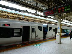 09:00、東京駅出発の特急「踊り子３号」に乗車です、伊豆急下田行きと修善寺行が併結しています