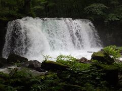 奥入瀬へ少しだけ立ち寄り。雨が降ったためか水量が多いです。