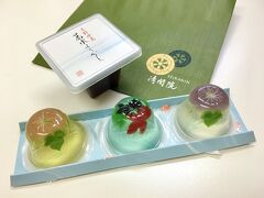 【菓匠 清閑院 京都本店】
https://www.seikanin.jp/

青蓮院門跡から，同じく粟田口の「竹茂楼」の前を通り，「ふふ京都」の並びの「清閑院 京都本店」に立ち寄ります。おやつを仕入れました。

こちらは清閑院の夏の御菓子。
　「和風ぜりぃ風鈴」（3個入，1,080円）
　　　朝顔（ピンク）・・もも味
　　　金魚・・・・・・・ラムネ味
　　　朝顔（紫）・・・・ぶどう味
　「葛水ようかん」（324円）