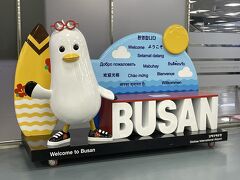 釜山に着きました。
釜山市公認キャラクターのブギがお出迎え。最近の私の推しです。