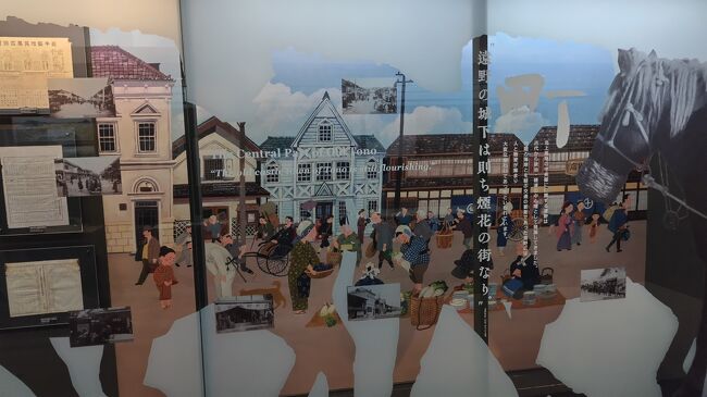 第二展示室の風景。<br />明治以降の、遠野の街の様子を描いたものです。