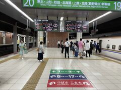 地下の20番線に到着予定の列車を待ちます。