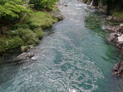 郡上八幡を代表する清流吉田川。川面を望むとエメラルドグリーンの深い綺麗な色をしており、川底も見えます