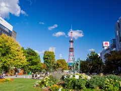 ランチを終えたら大通公園を散策します。
本当に秋らしい良いお天気！
色づき始めた木々も見られます。