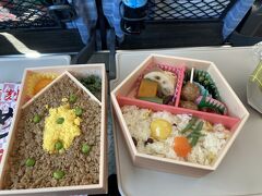 「あずさ」の車内で朝食にします。ちょっと塩分強めですが、美味しいお弁当でした。

この日の「あずさ」は、満席。立ち席の方も多いようです。富士山の最寄り駅で、かなりの乗客が降りて行きました。