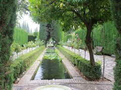 先ずはヘネラリフェ庭園。
残念ながら雨が降ってきました。
平地でもないのにスペインの雨です。(The rain in Spain stays mainly in the plain.)。年配者は殆ど知っていました。
