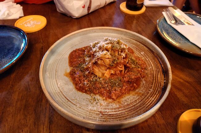 ミートソースのパスタ