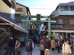 緑の鳥居をくぐる。もうここから神社まで200mほどの参道になり、賑わう中を歩く。