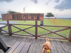 犬連れ旅で大切なのはご飯事情。
ホテル近くの国頭港食堂で夕飯です。
（テラスのみペット可）