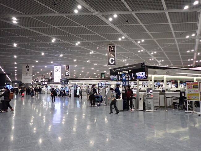 成田空港では２タミから１タミに移動し、集合場所へ<br />集合時間は17:30、往路はJAL3006便が丁度良い時間<br />復路のET672便が延着しなければ、その日の内にLCCを使えば帰阪が出来るのだけど・・・