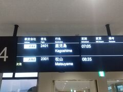 4時に起きて、5時に自宅を出る。
6時に空港近くのアイパークに車を預け、7時5分の鹿児島行きに乗る。
