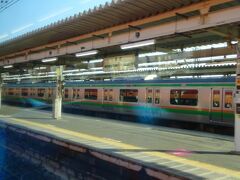 栗橋駅。
本線から外れた、側線に運転停車。