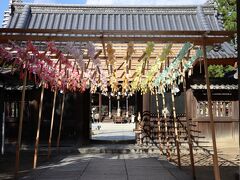 隣接する白鳥神社へ
2番目の門、鶴御門の手前にはパステル色のかざぐるまの装飾

コロナ禍にあって、参拝者に少しでも癒しをとの配慮から来年1月まで設置されているようです