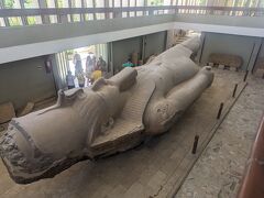 次に向かったのがメンフィス博物館。入場料は100EGP/人。巨大なラムセス2世像が横たわって保管されています。