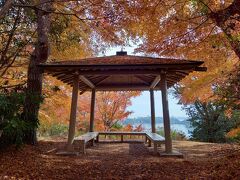 きれいな紅葉に囲まれていた福浦島の休憩所