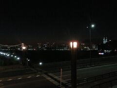 ぐるり公園へ下りてレインボーブリッジのライトアップです