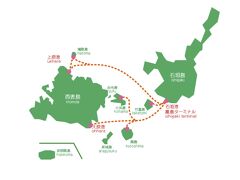 八重山諸島はこんなふうになってます。
8時30分の石垣港から西表島大原港行きの船に乗ります。

生活用品や食料も船で運んでいました。大切な交通機関です。
