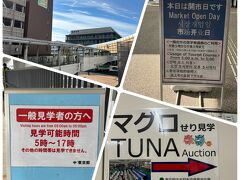 翌日はホテルをチェックアウト後、駅の反対側にある豊洲市場に行ってみました

マグロのせりの見学は事前予約制で午前５時半&#12316;６時半の１時間だそうですが、朝が弱いので永遠に無理そう^^;