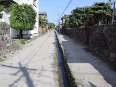 島原城を出て、武家屋敷通りを散策。

通りの真ん中に水路があります。