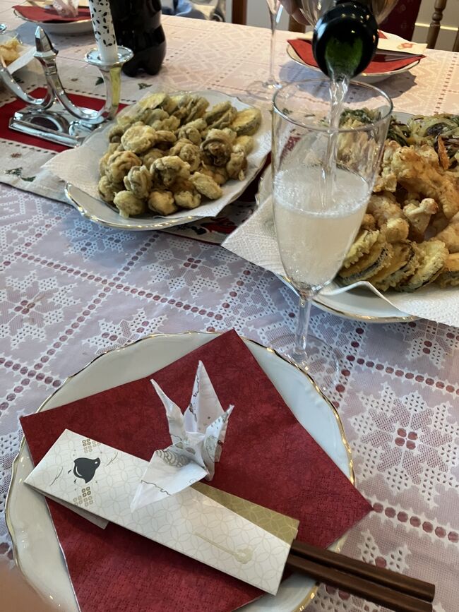 折り鶴は娘が作った。