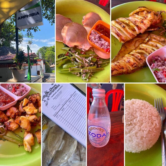 海辺の焼き魚屋さんの<br />ホタテとイカとタコｗｗ　ご飯は頼んでないけど、、って<br />いったら　タコは定食になるからって　でも　サンバルが<br />美味しすぎてけっきょくご飯も美味しくいただいた、、<br />で、食べきれずお持ち帰りして　夕飯になった、サンバルが<br />美味しすぎて　夕飯も美味しかったｗ　また行きたい<br />チュミチュミタプンゴレンｗｗ