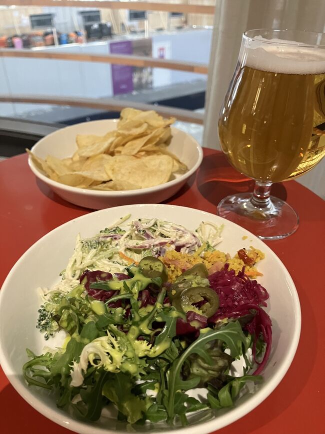 ついたときは↑の朝食メニューだったけど、11時にはランチメニューが出てきたので、サラダとポテチとビールを追加。帰りもイスタンブール経由。到着機材の遅れで１時間遅延が決まっていたので、ラウンジのんびり。