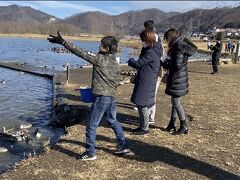 御宝田遊水池で渡り鳥達にエサヤリをエンジョイしてるファミリーです。