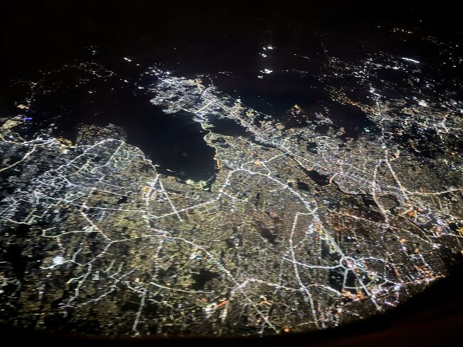 でも、子供ってどこでも寝れちゃうよね。<br />そこがうらやましいですわ～<br /><br />深夜便なので息子も離陸前から速攻爆睡。<br /><br />私も子連れ旅になる前は爆睡人の仲間だったのに子連れになってから子供が気になって機内はあまり寝れない派になってしまいました。<br /><br />でもフィリピンの島々の上を飛んでいくので夜景見ながら…なかなか楽しい時間でした。<br />マニラ上空辺りがすごく綺麗でした！