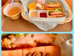 まずは腹ごしらえ～(*´ω`*)

フルールでスターバスケット＠１０００とマンゴーサワー＠４５０をシェアします。

ドッグのパンに「110th」の焼印が！