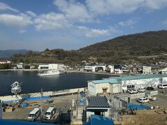 お昼直前の小豆島坂手港に入港です。
高松からの船は土庄港に着くのでこちらはわ割と小さな港なのですが、大型客船はこちらなんですね。