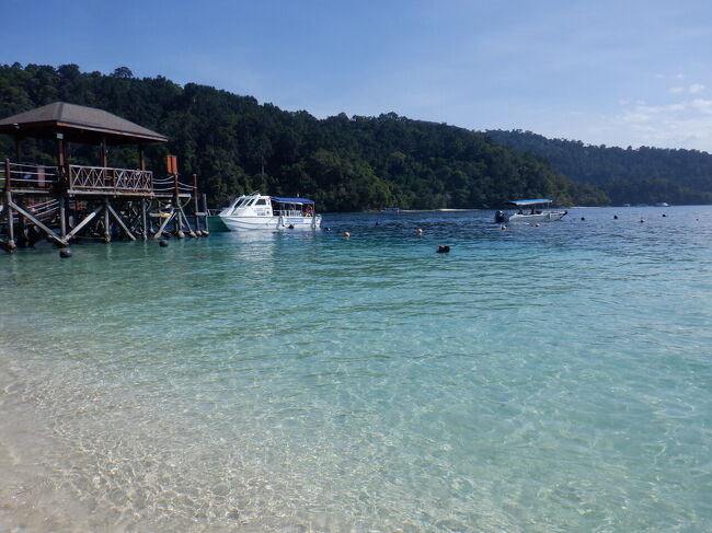 海は綺麗なので息子は向こうでシュノーケル
