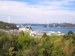来島海峡大橋は今治と大島の間の来島海峡に架かっていて、しまなみ海道最大規模の橋です。