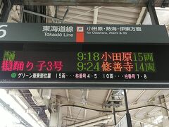 今回は横浜駅スタートで9時24分発、踊り子3号で熱海まで乗車します