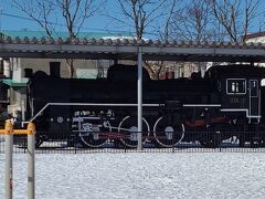 公園内には機関車もありました、屋根付きなので冬でも見ることができます