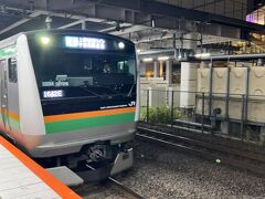 　「踊り子16号」を川崎駅で下車、夕食をとって上野東京ライン電車に乗ります。
　古河行きでした。新橋駅から運よく座れました。

　川崎駅17:48　→　古河駅19:23（1642E）