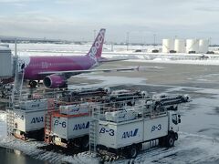 ほぼ定刻の15：07に、新千歳空港に到着しました。
寒気は過ぎた様で、薄曇りの空港です。
ＪＲ快速エアポート（40分/1,150円）で札幌駅に向かいます。
やはり、空港直結の鉄道は便利です。