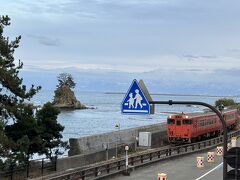 一応、雨晴寄っておこうかと。
運よく電車が来ました。ｗ