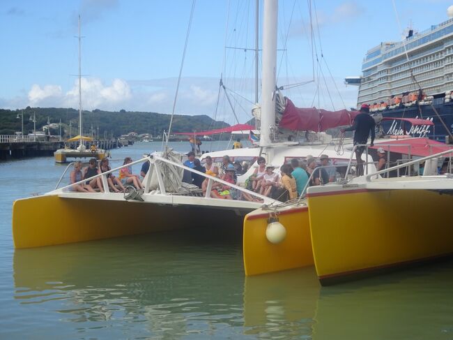 クルーズ船の乗客がヨット・クルーズに出掛けます。